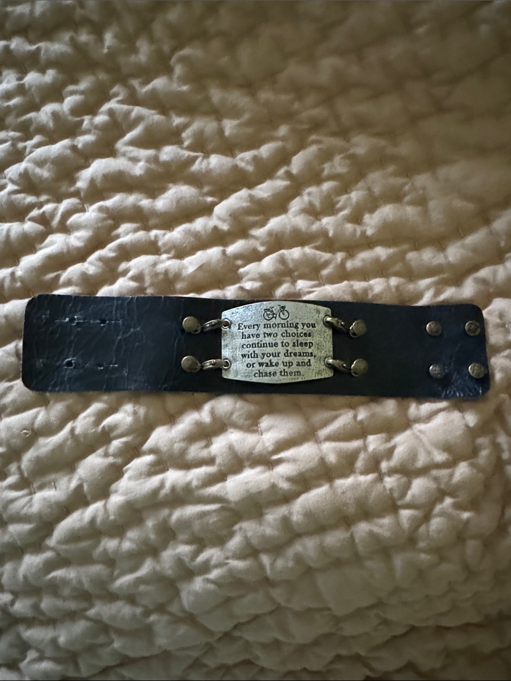 Lenny & Eva Inspirational Quote Black Leather Cuff Bracelet - Picture 2 of 4